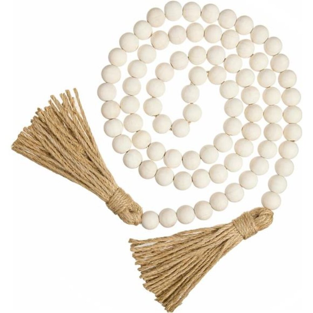 58” Wood Bead Garland Wall Hanging Decor Coffee Table Farmhouse Beads Rustic